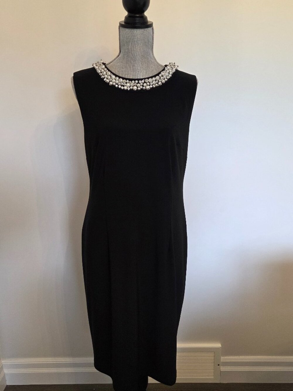 Joseph Ribkoff formal sleeveless black dress beaded collar size 14